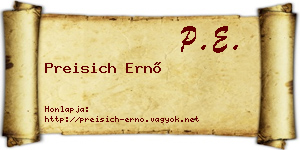 Preisich Ernő névjegykártya